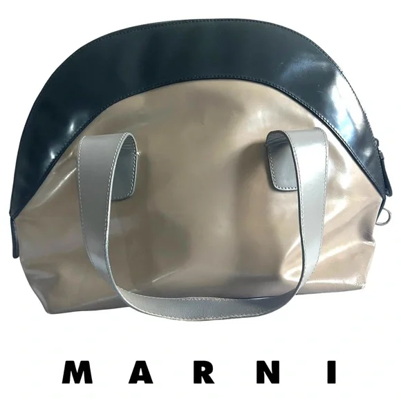 Authentic Marni Beige, Gray and Black Gorgeous Handbag. - Picture 3 of 9